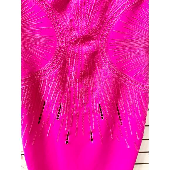 ph15 Embroidered 3/4 V-Neck Mini Sheath Dress Hot Pink Women's Size M / US 6 - Picture 3 of 7